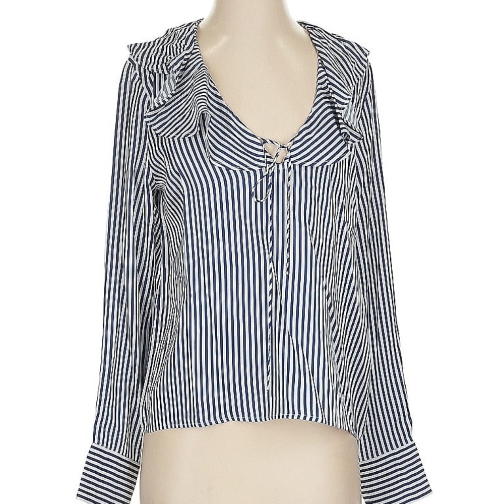J. Crew Navy and White Striped Blouse